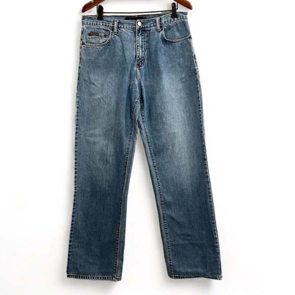 Calvin Klein Jeans Men's 34 Blue Straight Leg Medium Wash High Rise Denim - Picture 1 of 16